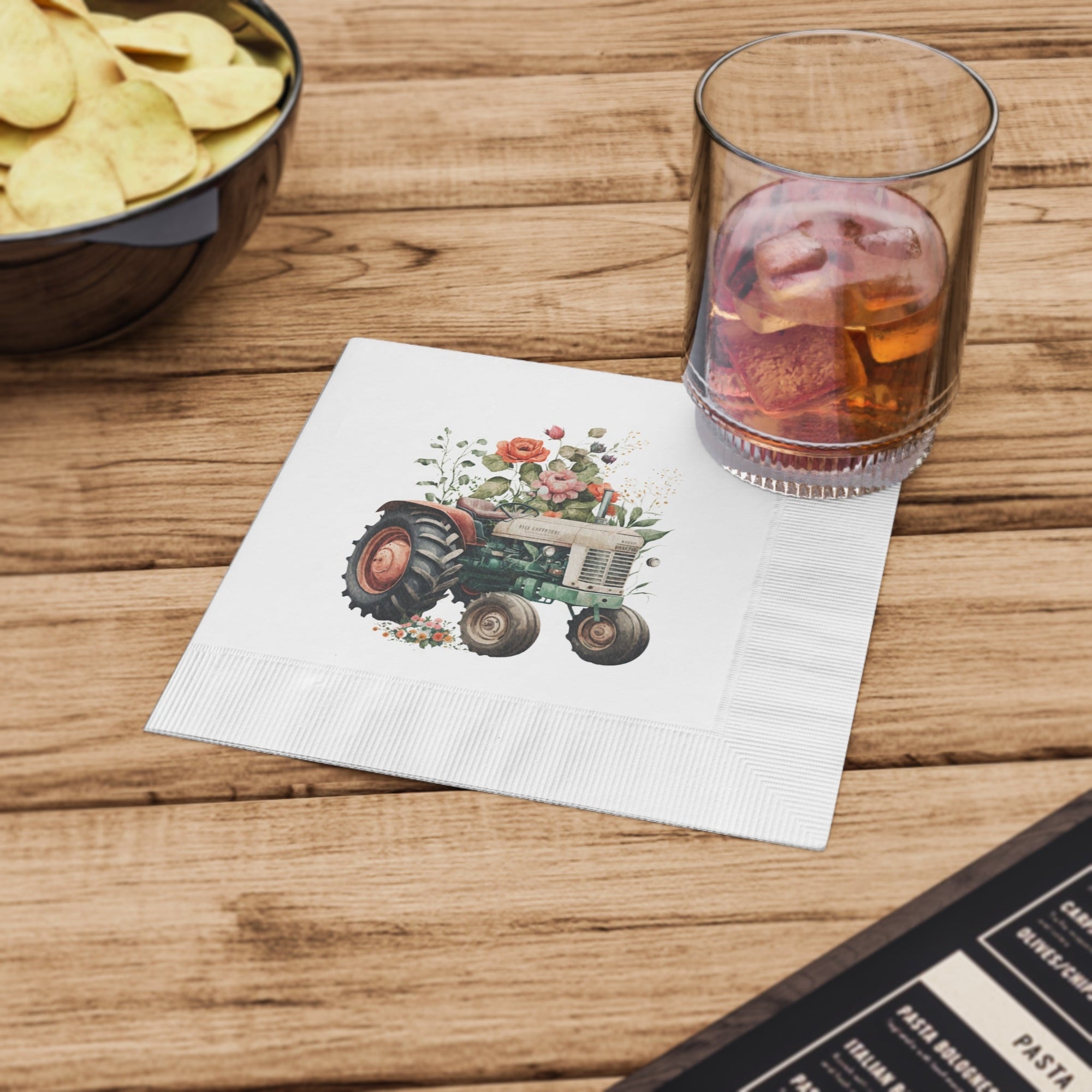 Vintage Tractor White Coined Napkins - Paper Products, Napkins - EpiAl's Shop