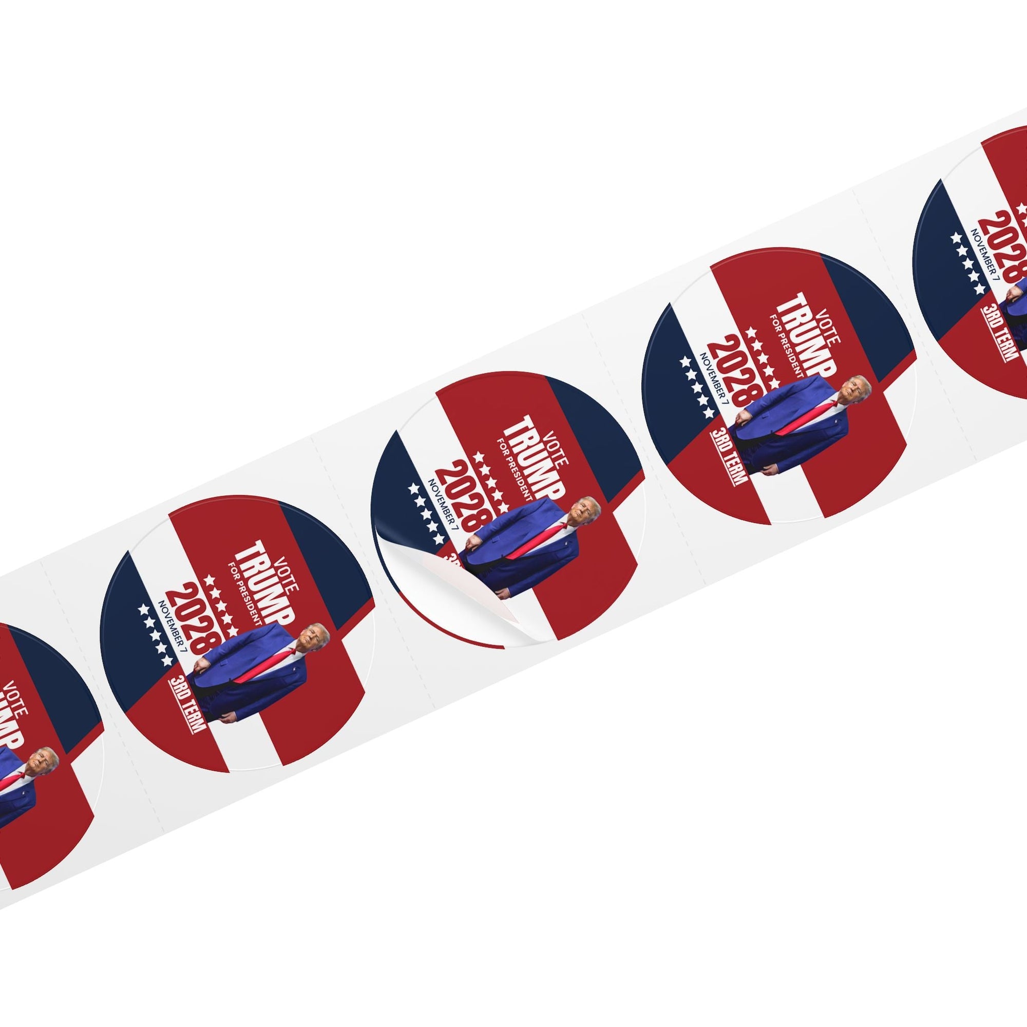 Vote Trump 2028 Round Sticker Rolls - Bold Political Campaign Labels - Paper Products, Stickers - EpiAl's Shop