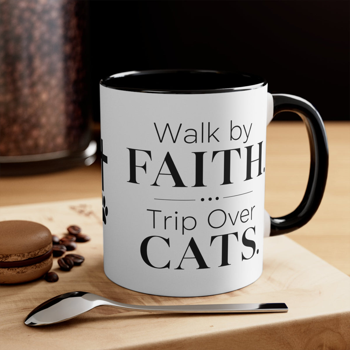 Walk by Faith, Trip Over Cats Accent Mug - Drinkware, Coffee Mugs - EpiAl's Shop