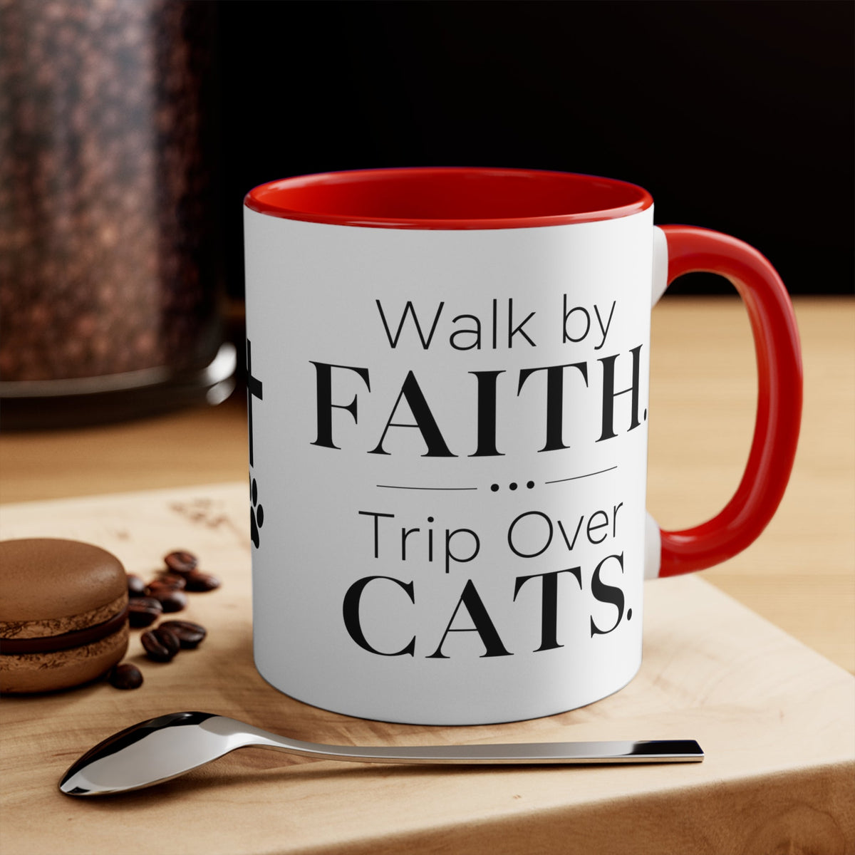 Walk by Faith, Trip Over Cats Accent Mug - Drinkware, Coffee Mugs - EpiAl's Shop