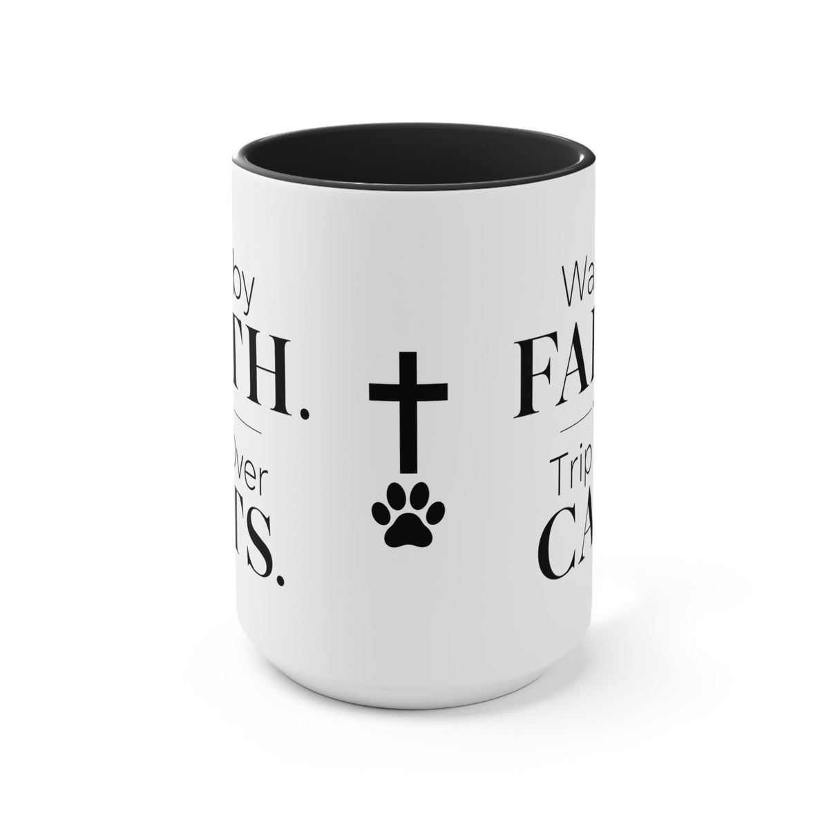 Walk by Faith, Trip Over Cats Accent Mug - Drinkware, Coffee Mugs - EpiAl's Shop