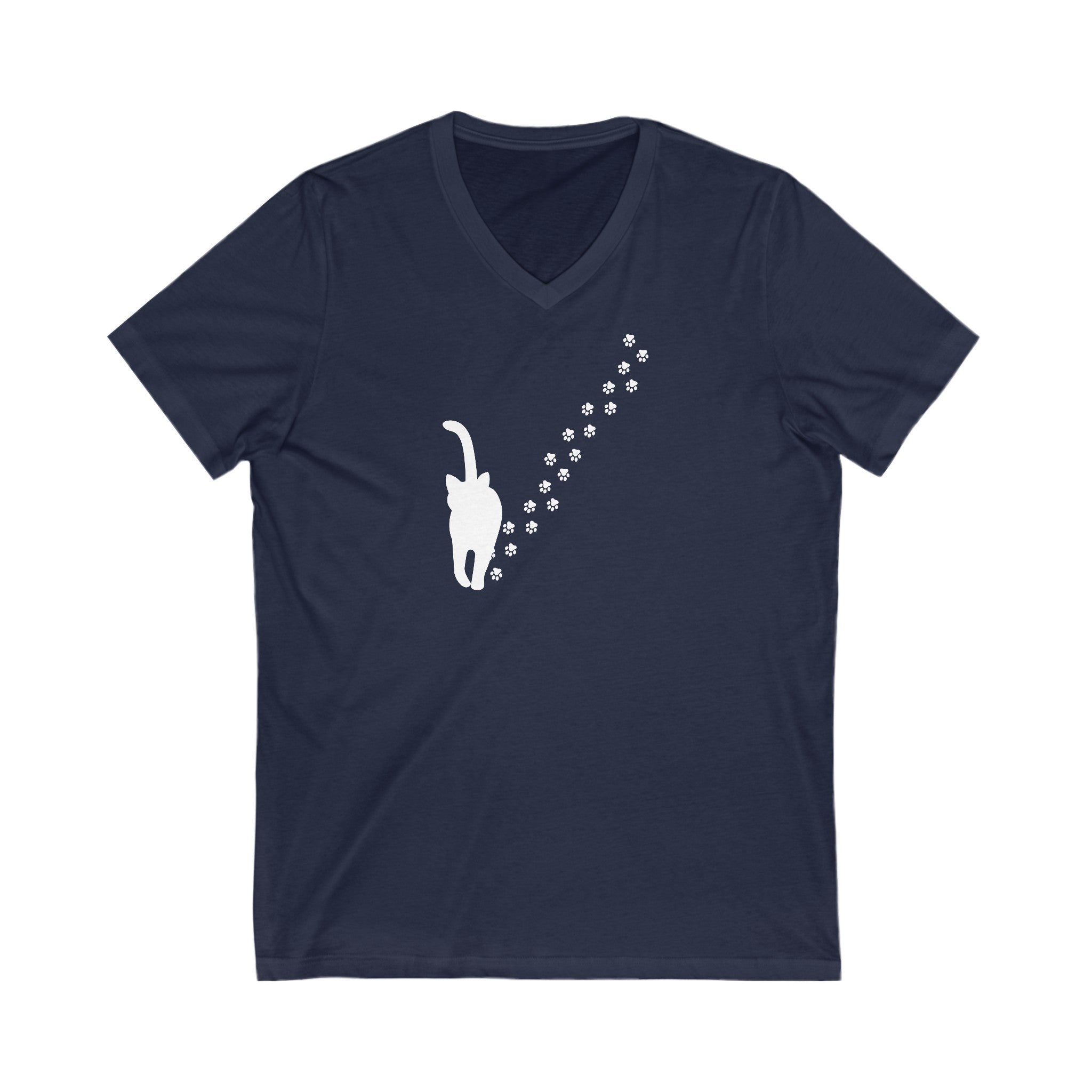 Walking Kitty Unisex Jersey Short Sleeve V - Neck Tee - V - neck - Epileptic Al’s Shop