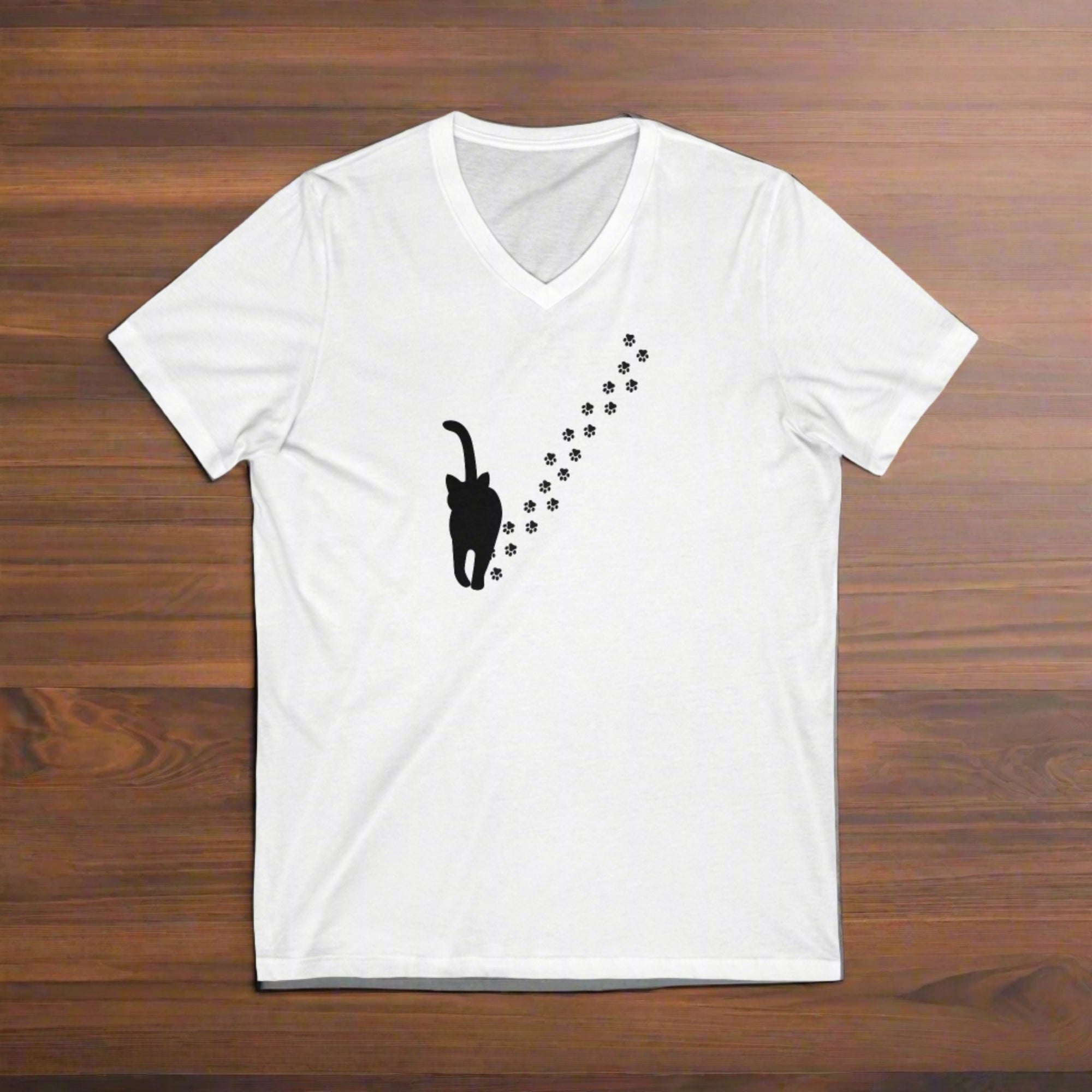 Walking Kitty Unisex Jersey Short Sleeve V - Neck Tee - V - neck - Epileptic Al’s Shop