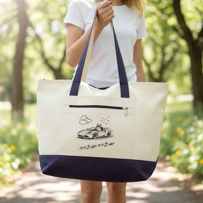 Wander Road Canvas Tote Bag – Heavyweight Zippered Cotton Market Tote - Bags, Carryall - EpiAl's Shop