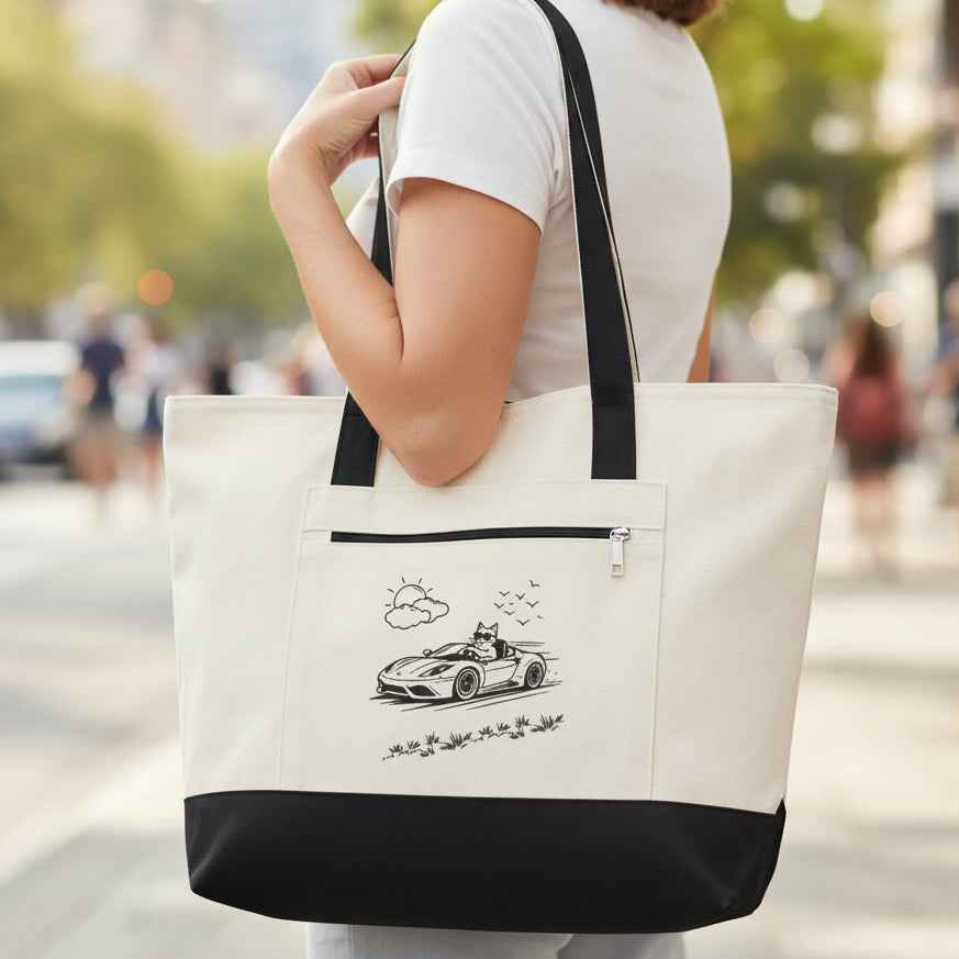 Wander Road Canvas Tote Bag – Heavyweight Zippered Cotton Market Tote - Bags, Carryall - EpiAl's Shop