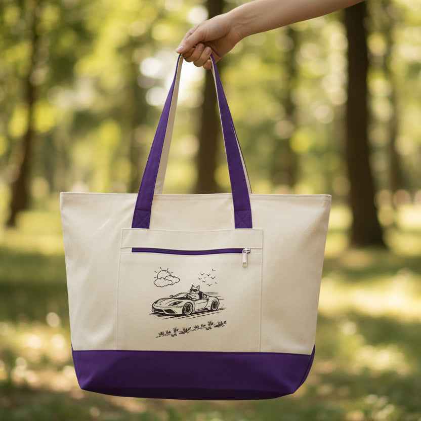 Wander Road Canvas Tote Bag – Heavyweight Zippered Cotton Market Tote - Bags, Carryall - EpiAl's Shop