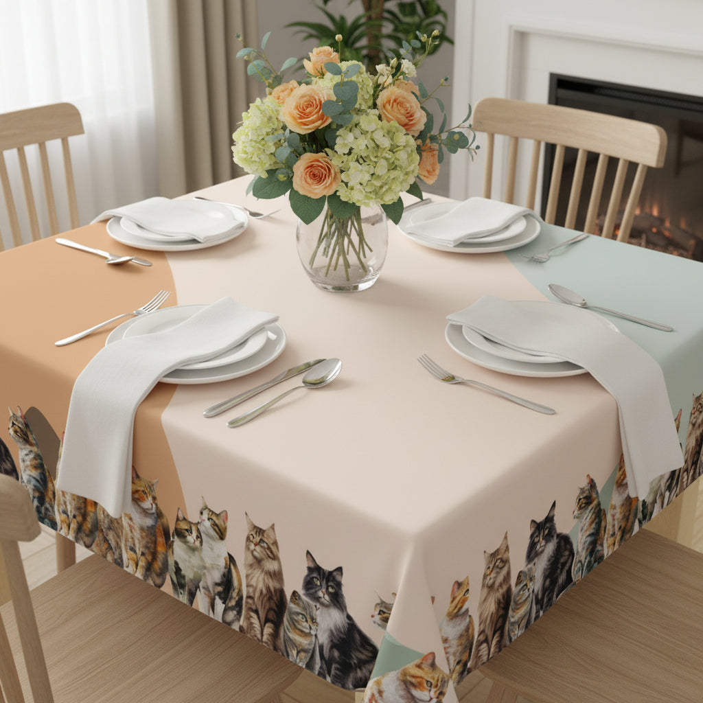 Watercolor Cat Lover's Tablecloth - Decor, Dining, Table Decor - EpiAl's Shop