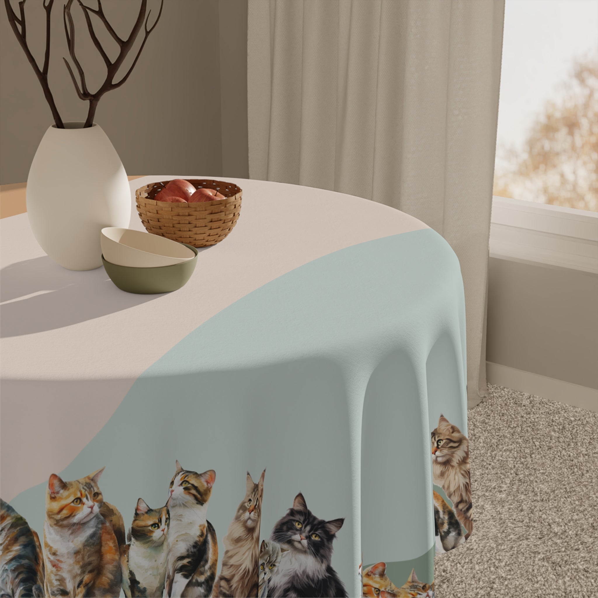 Watercolor Cat Lover's Tablecloth - Decor, Dining, Table Decor - EpiAl's Shop