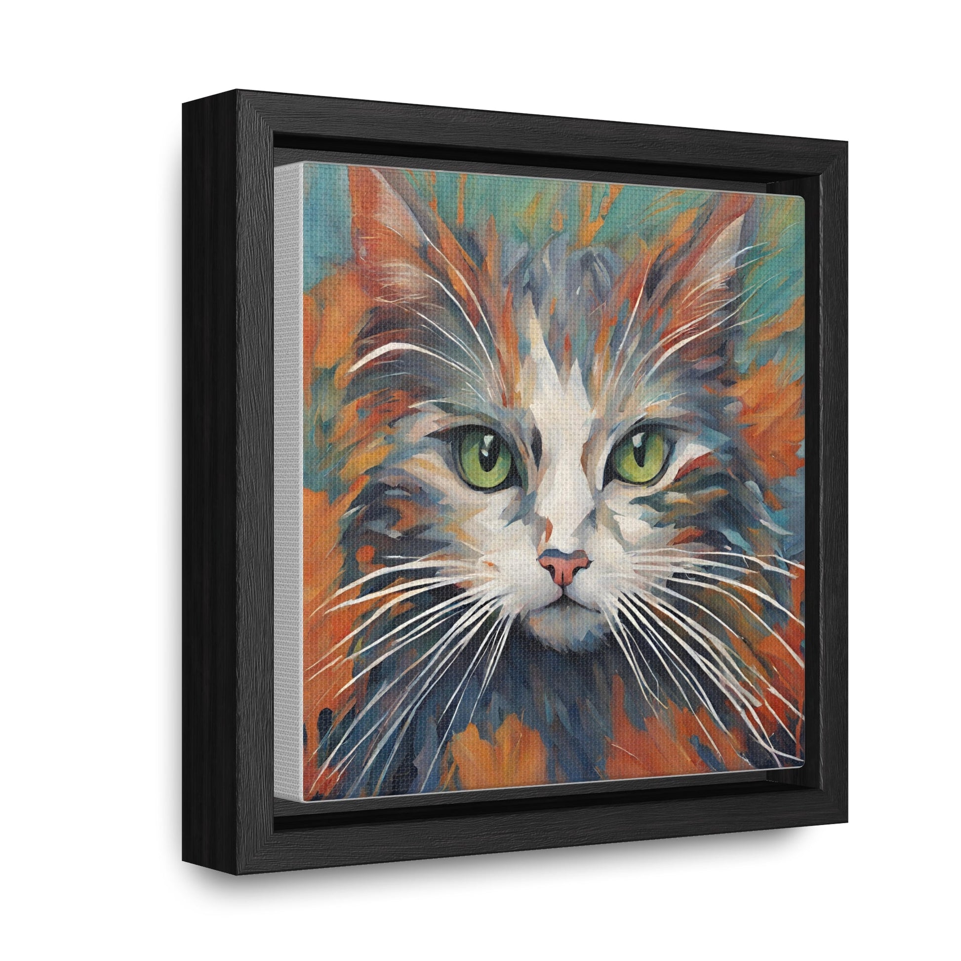 Watercolor Closeup Cat Gallery Canvas Wraps, Square Frame - Canvas - Epileptic Al’s Shop