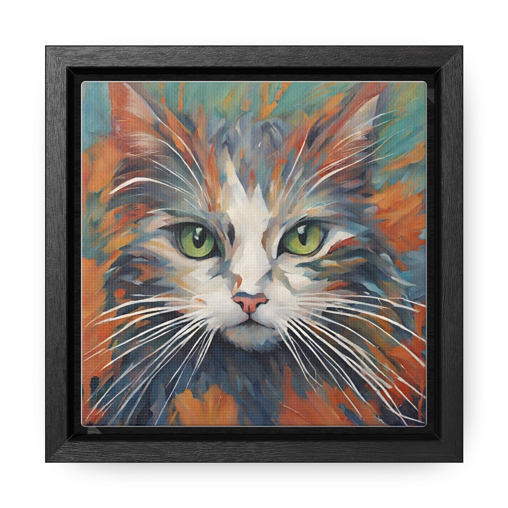 Watercolor Closeup Cat Gallery Canvas Wraps, Square Frame - Canvas - Epileptic Al’s Shop