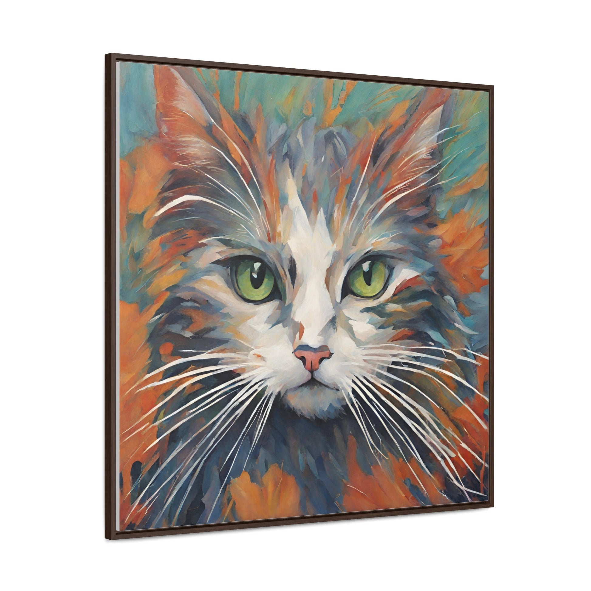 Watercolor Closeup Cat Gallery Canvas Wraps, Square Frame - Canvas - Epileptic Al’s Shop
