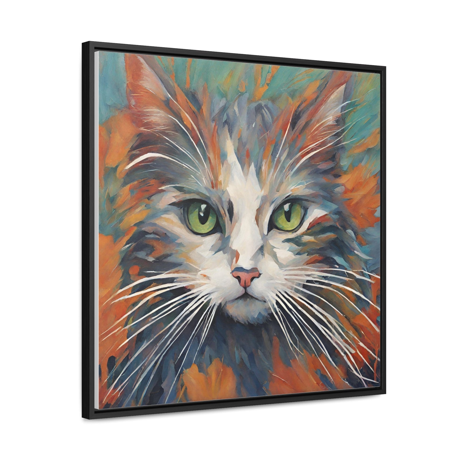 Watercolor Closeup Cat Gallery Canvas Wraps, Square Frame - Canvas - Epileptic Al’s Shop