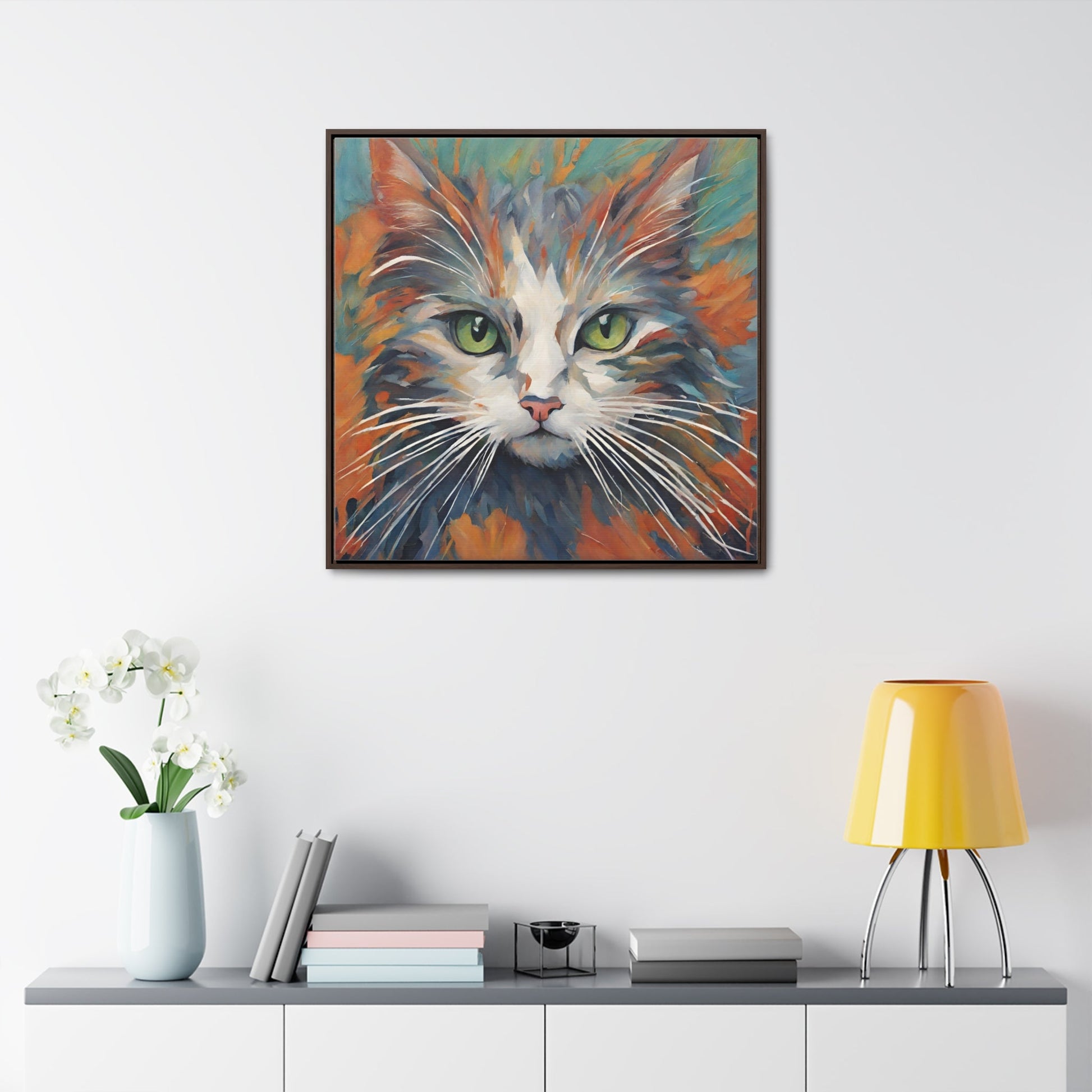 Watercolor Closeup Cat Gallery Canvas Wraps, Square Frame - Canvas - Epileptic Al’s Shop
