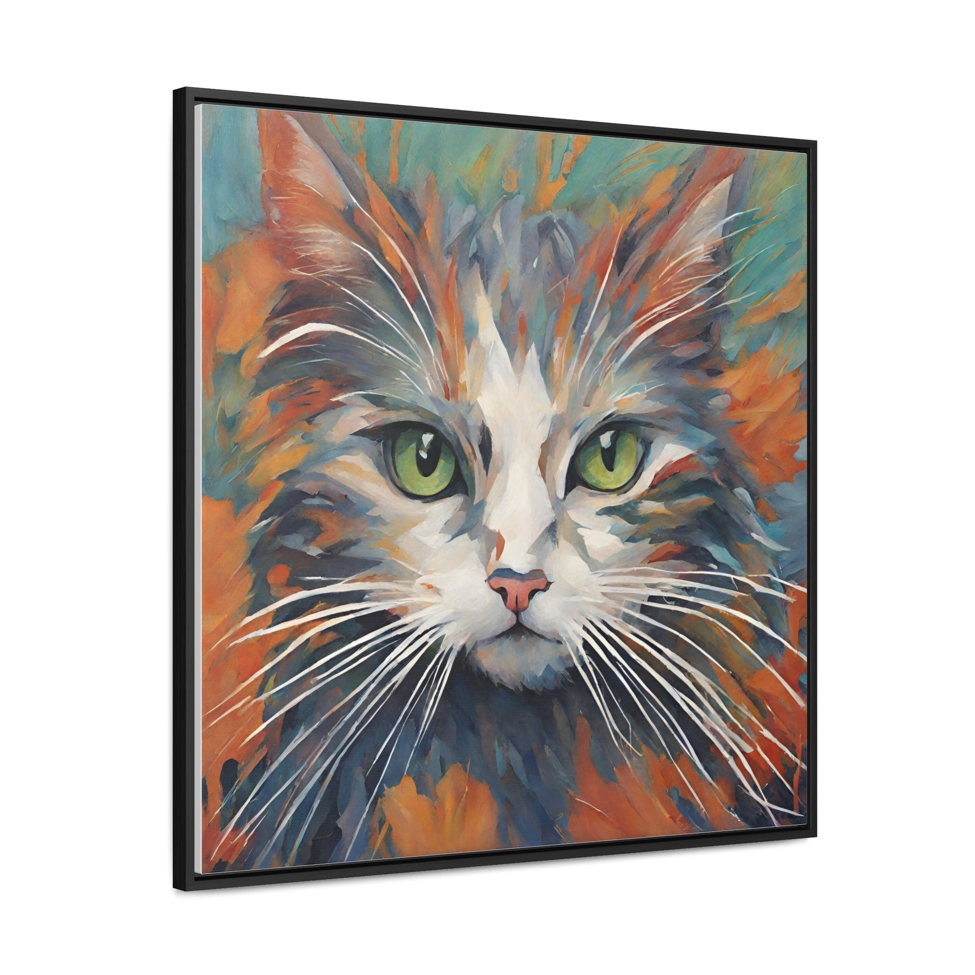 Watercolor Closeup Cat Gallery Canvas Wraps, Square Frame - Canvas - Epileptic Al’s Shop