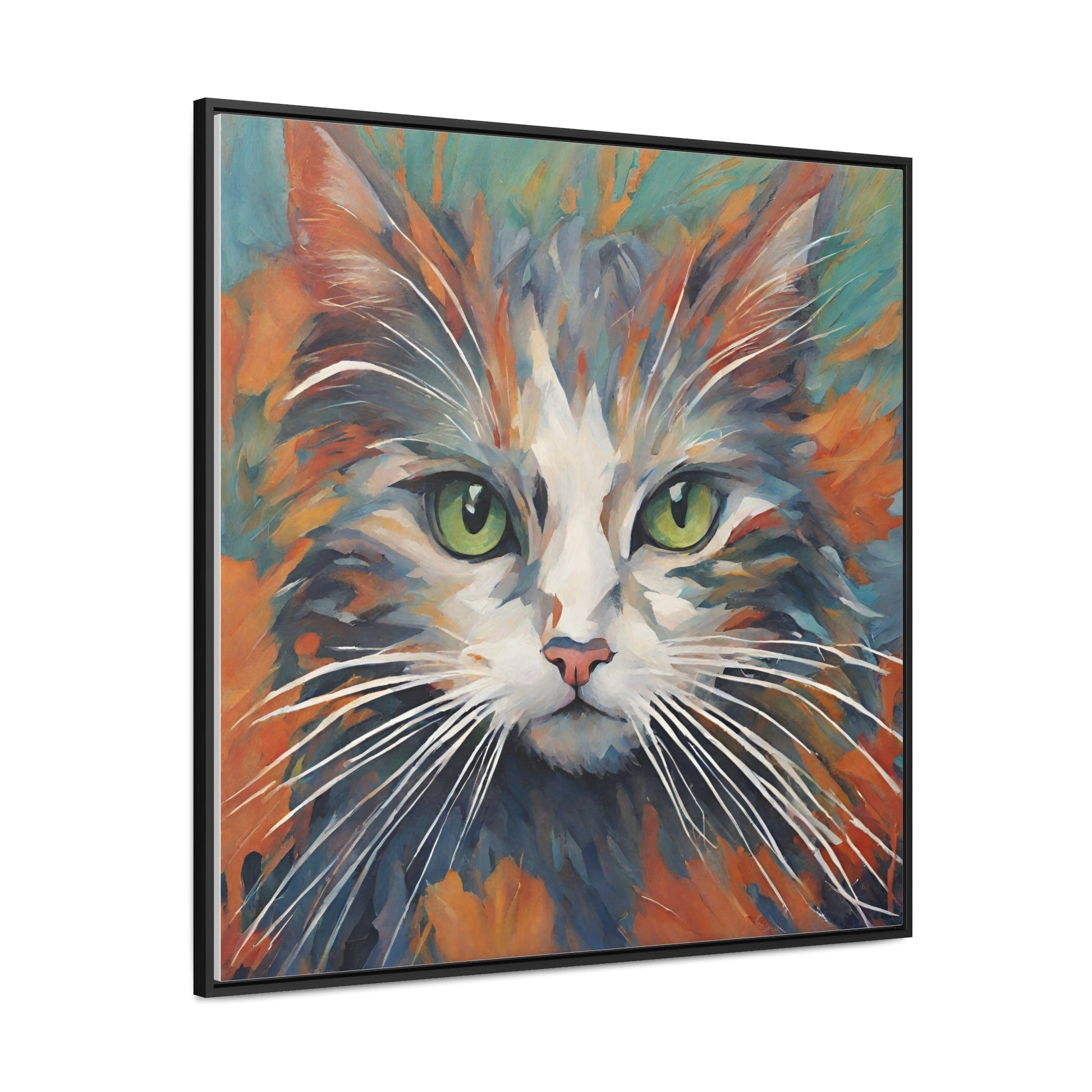 Watercolor Closeup Cat Gallery Canvas Wraps, Square Frame - Canvas - Epileptic Al’s Shop