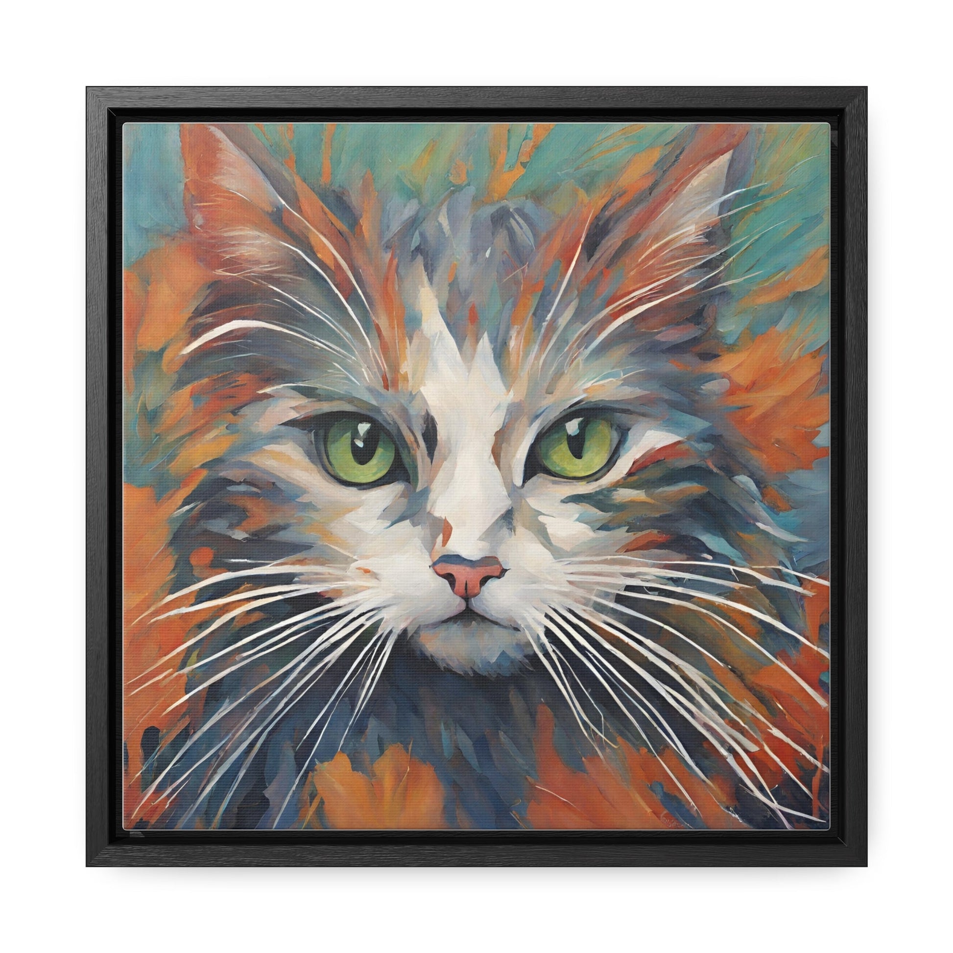 Watercolor Closeup Cat Gallery Canvas Wraps, Square Frame - Canvas - Epileptic Al’s Shop