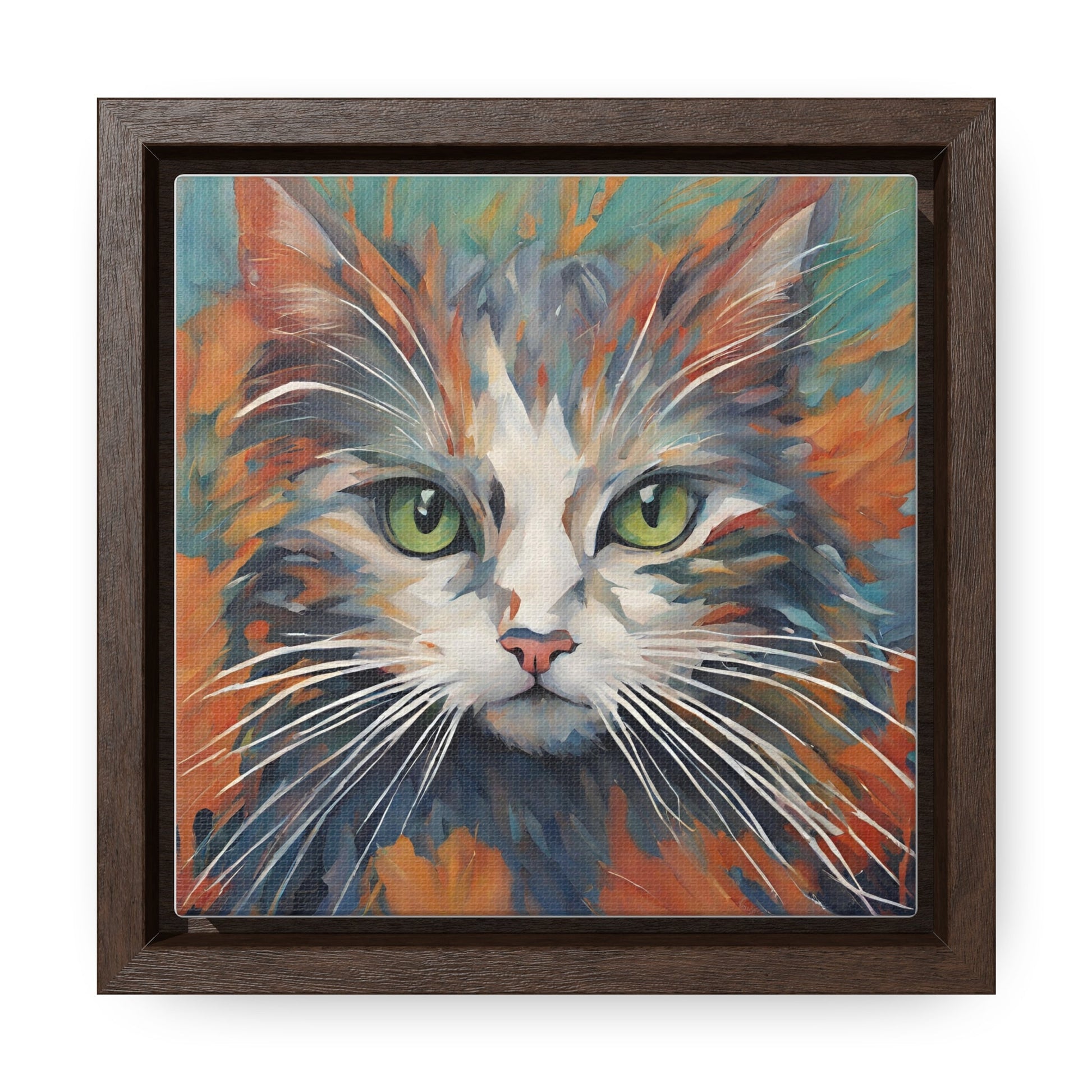 Watercolor Closeup Cat Gallery Canvas Wraps, Square Frame - Canvas - Epileptic Al’s Shop