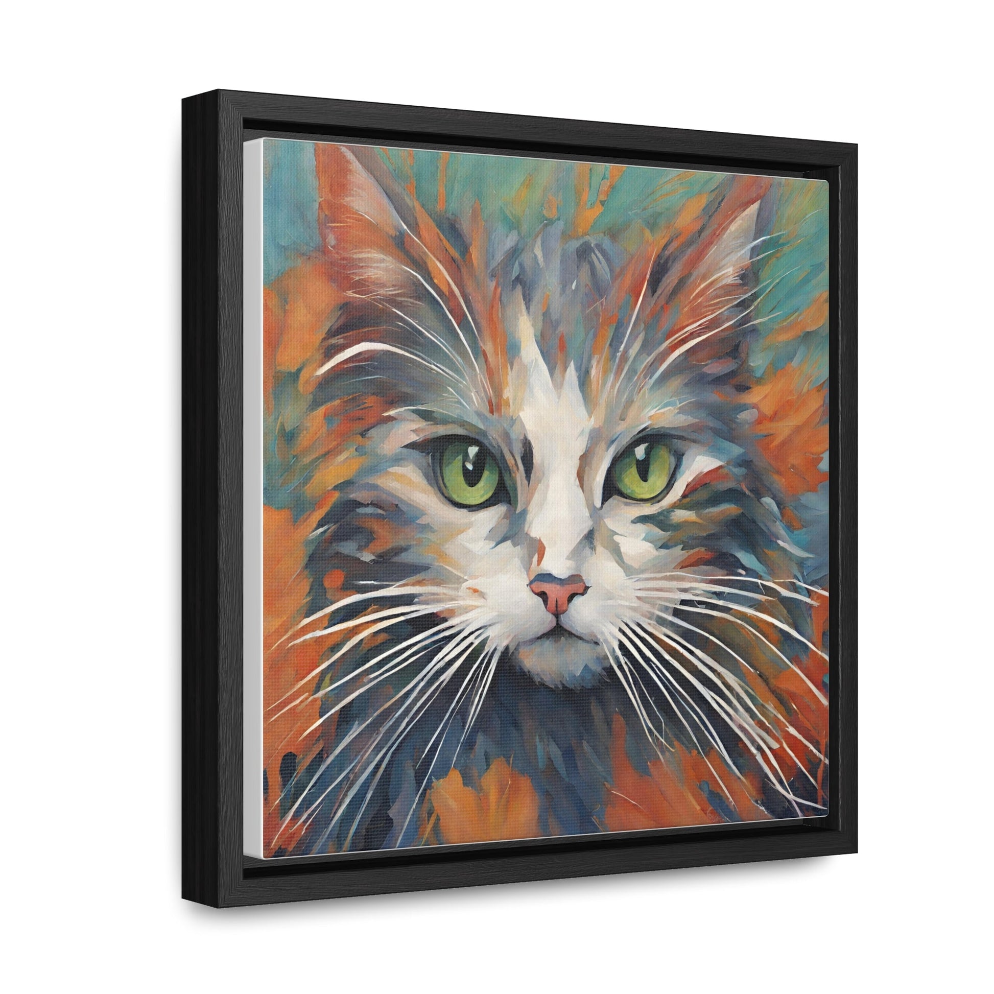 Watercolor Closeup Cat Gallery Canvas Wraps, Square Frame - Canvas - Epileptic Al’s Shop