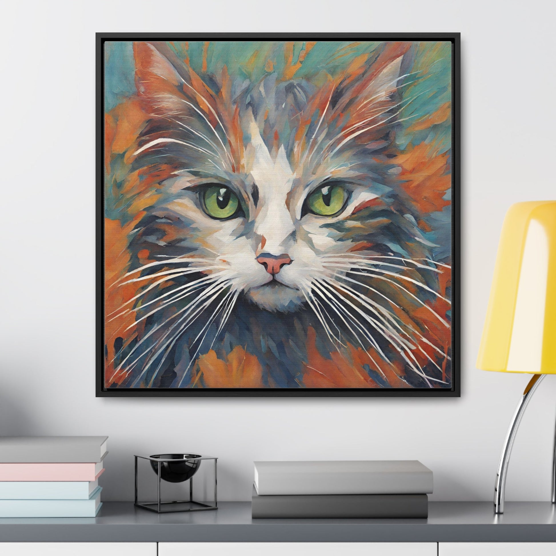 Watercolor Closeup Cat Gallery Canvas Wraps, Square Frame - Canvas - Epileptic Al’s Shop