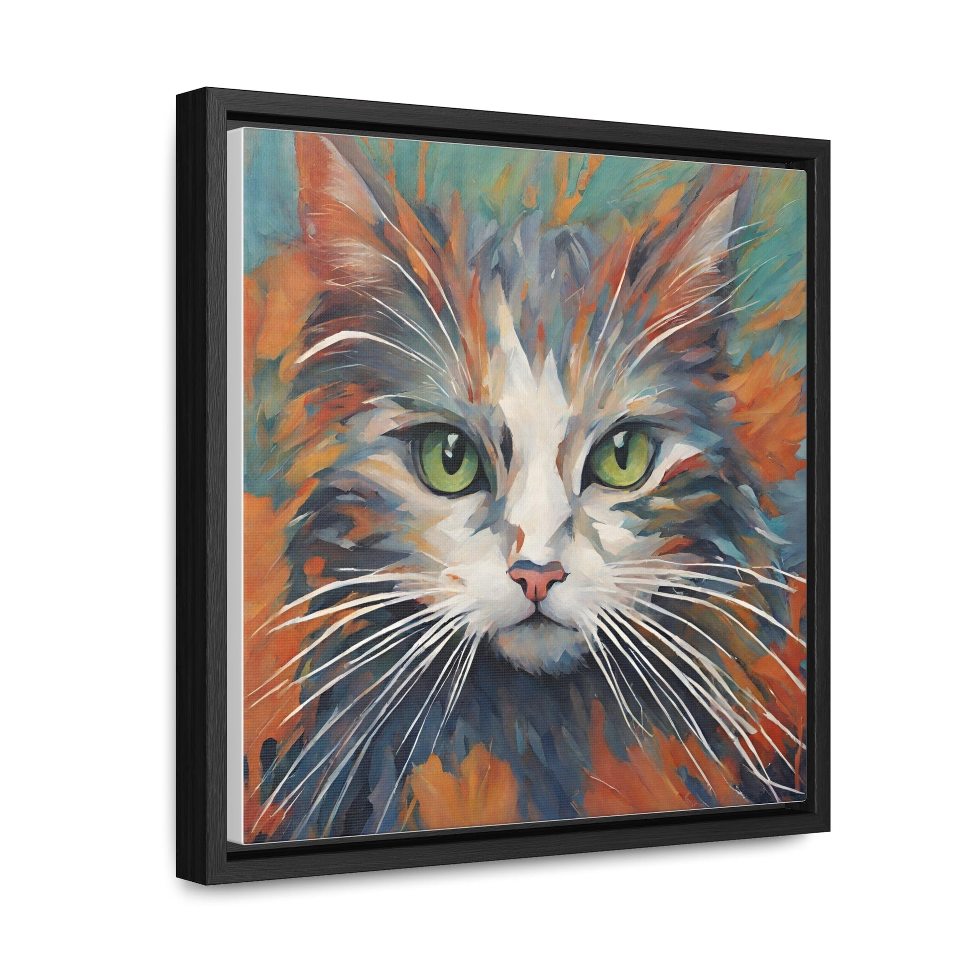 Watercolor Closeup Cat Gallery Canvas Wraps, Square Frame - Canvas - Epileptic Al’s Shop