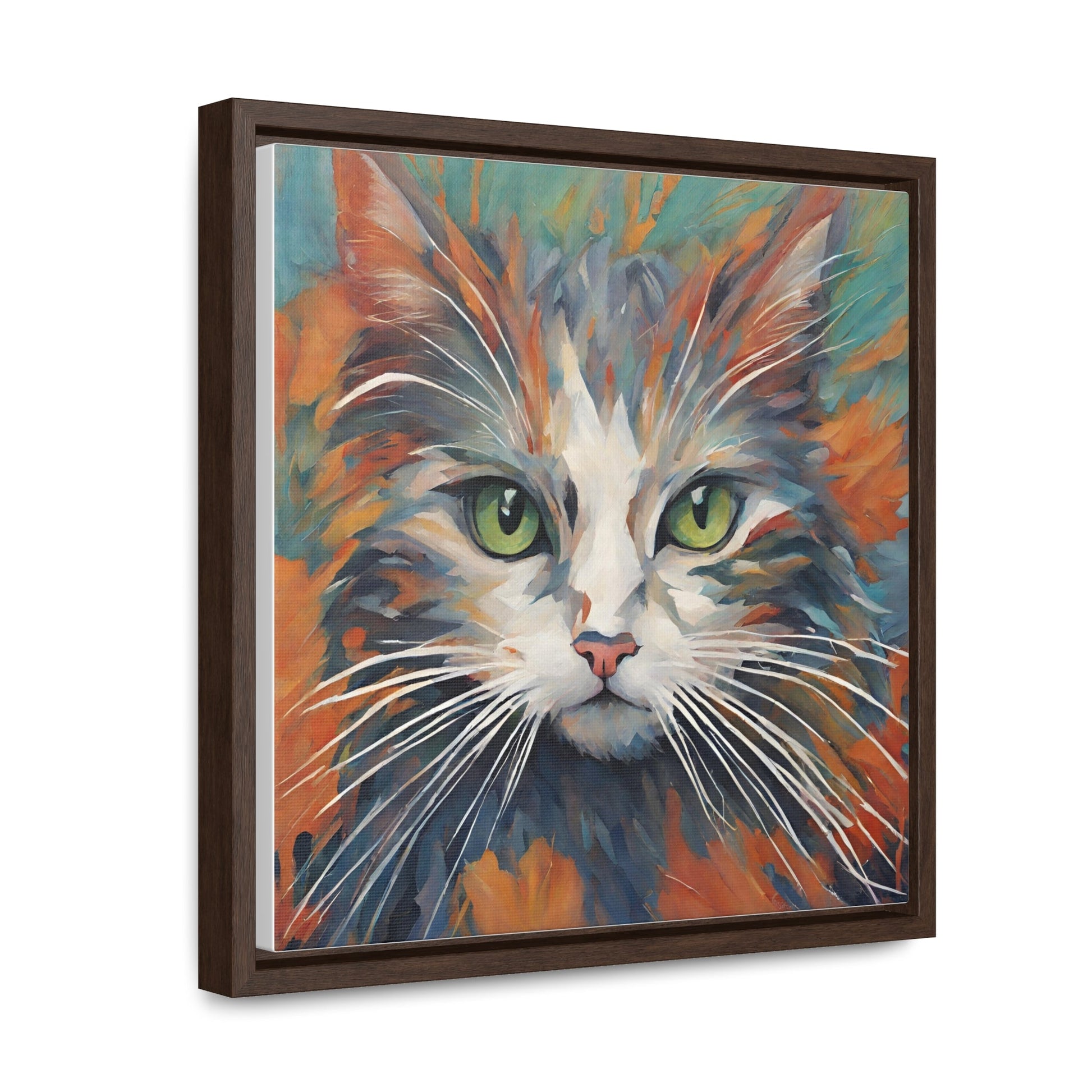 Watercolor Closeup Cat Gallery Canvas Wraps, Square Frame - Canvas - Epileptic Al’s Shop