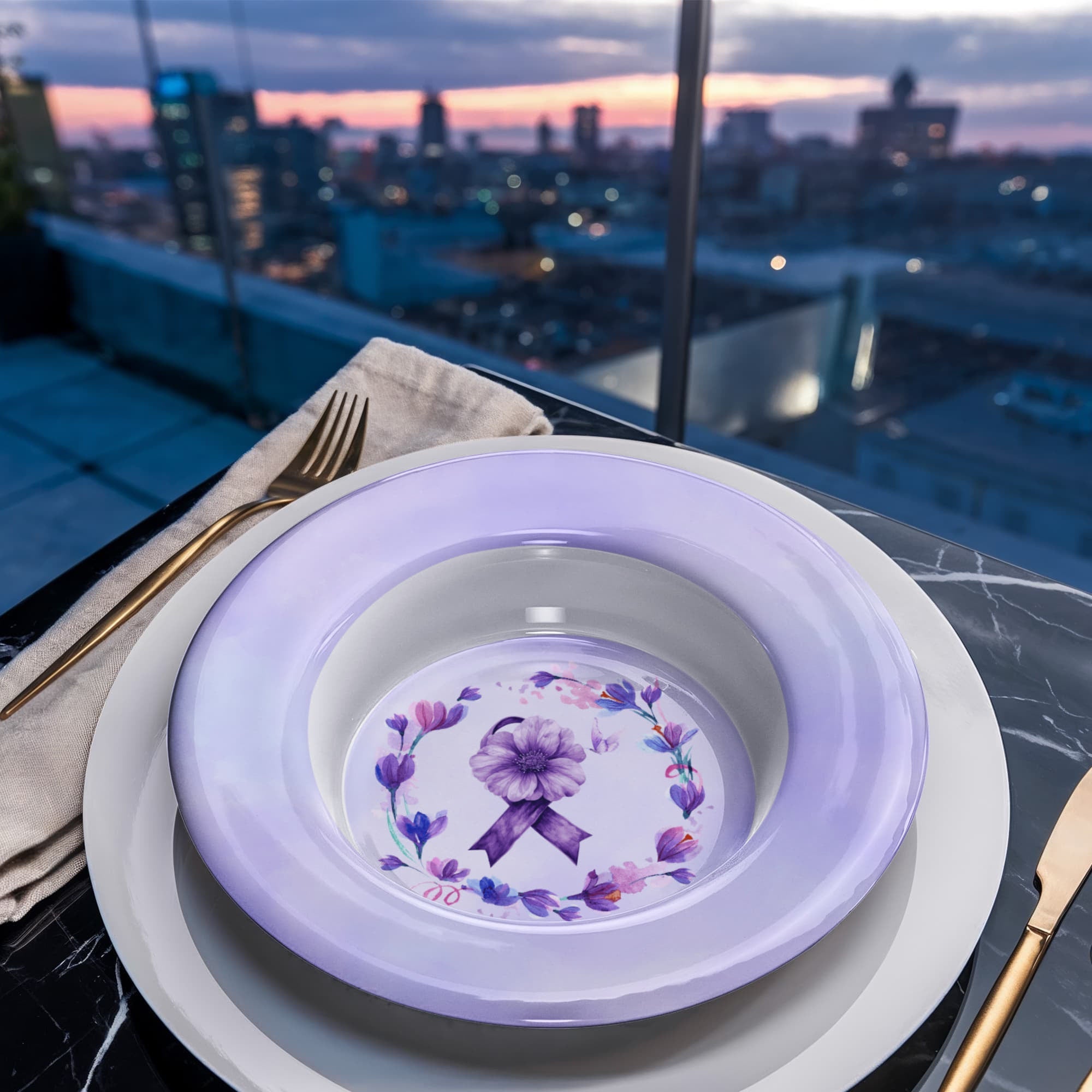 Watercolor Purple Ribbon Collectible Bowl - Decor, Kitchen & Dining, Bowls - EpiAl's Shop