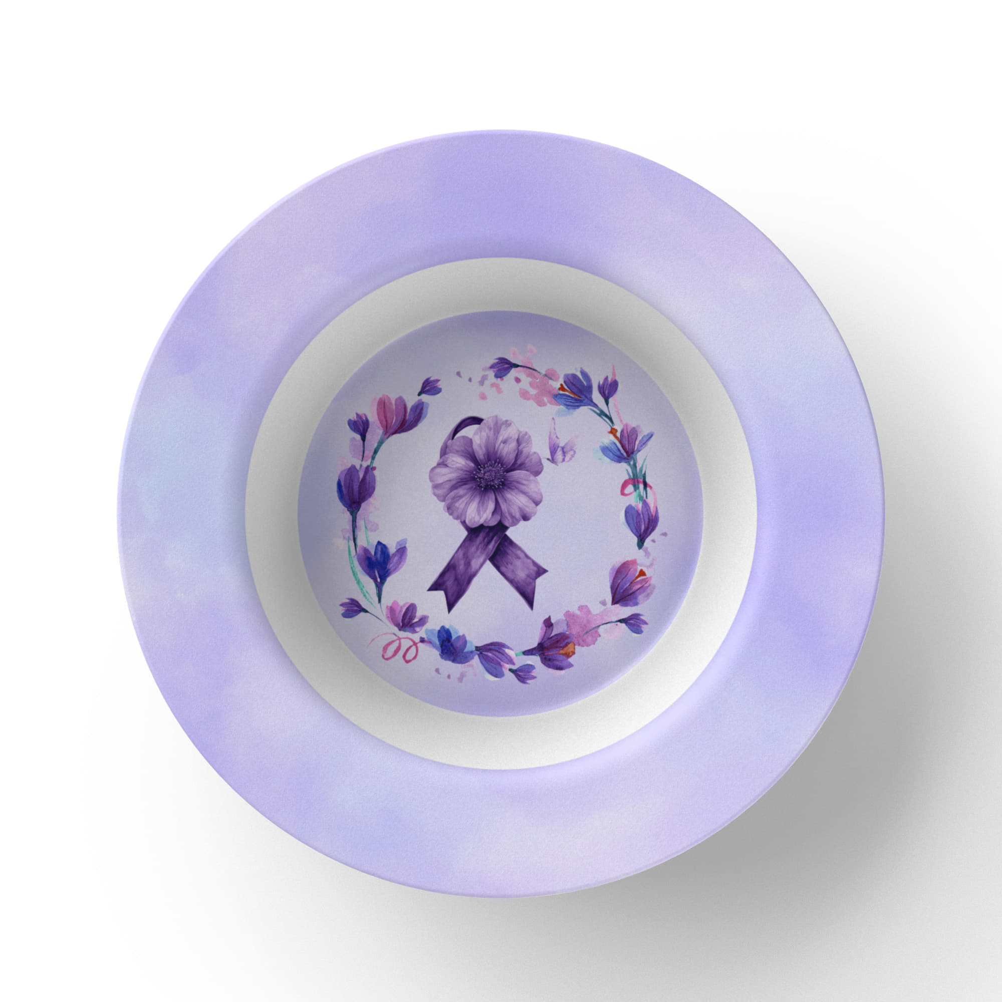 Watercolor Purple Ribbon Collectible Bowl - Decor, Kitchen & Dining, Bowls - EpiAl's Shop