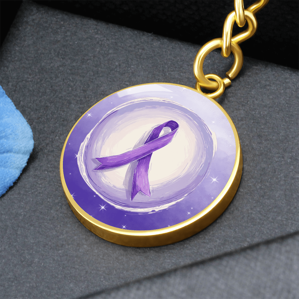 Watercolor Purple Ribbon Pendant Keychain - Jewelry, Keychains - EpiAl's Shop