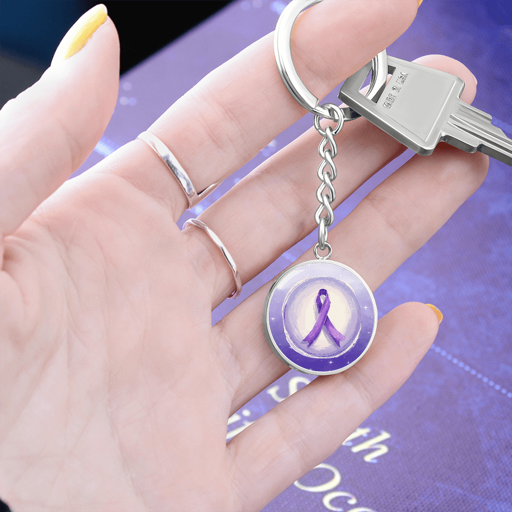 Watercolor Purple Ribbon Pendant Keychain - Jewelry, Keychains - EpiAl's Shop
