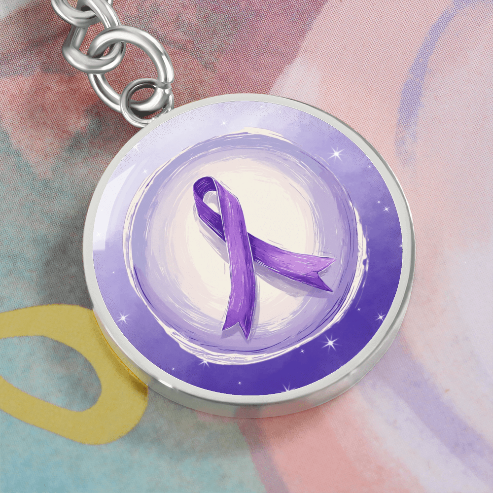Watercolor Purple Ribbon Pendant Keychain - Jewelry, Keychains - EpiAl's Shop