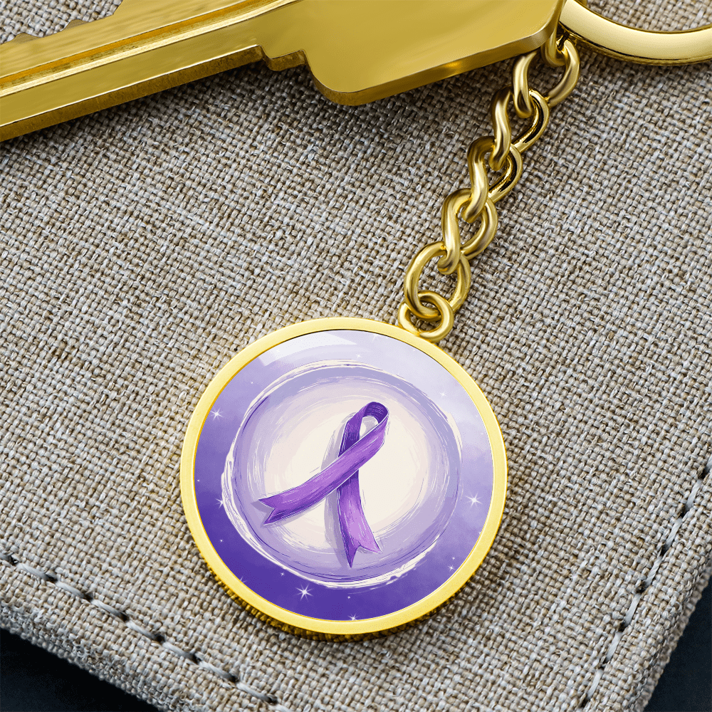 Watercolor Purple Ribbon Pendant Keychain - Jewelry, Keychains - EpiAl's Shop