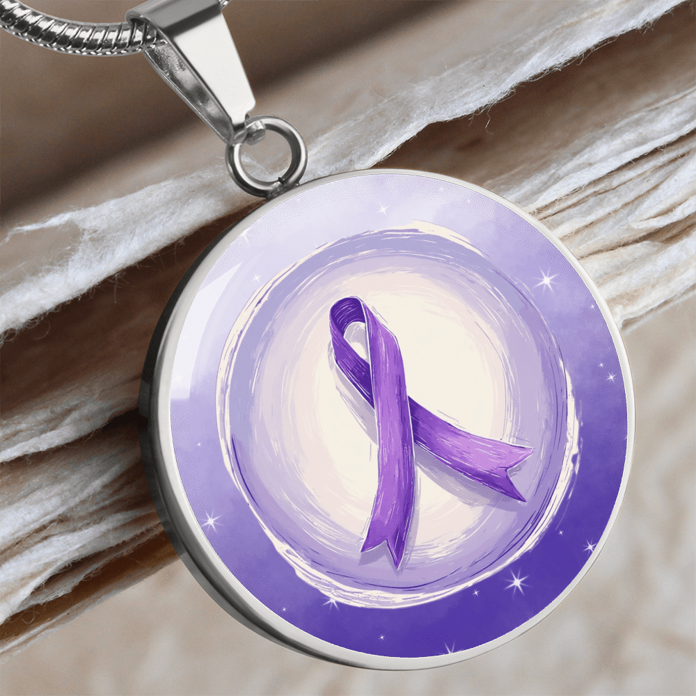 Watercolor Purple Ribbon Pendant Necklace - Jewelry, Necklaces - EpiAl's Shop
