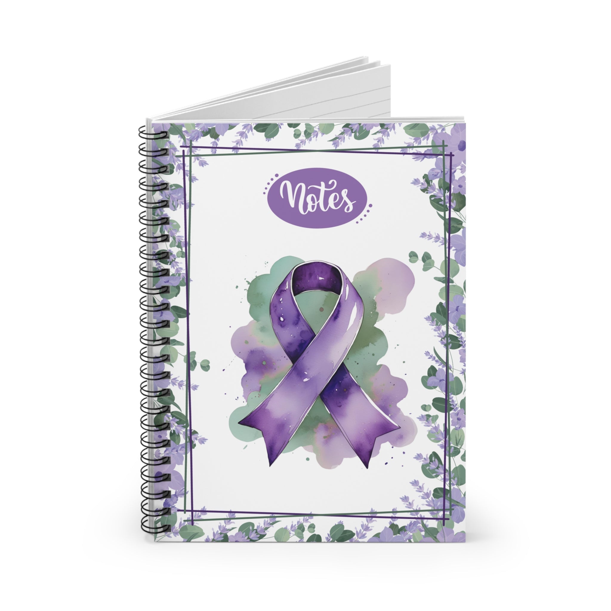 Watercolor Purple Ribbon Spiral Ruled - Lined Notebook - Paper Products, Journals - EpiAl's Shop