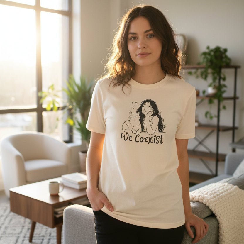 We Coexist T-Shirt – Minimalist Cat Lover Graphic Tee - Clothing, Unisex, T-Shirts - EpiAl's Shop