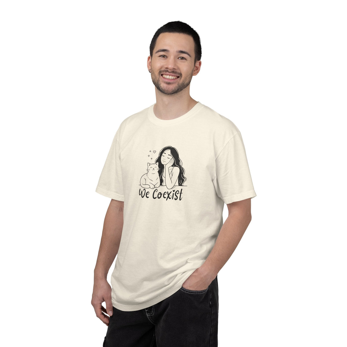 We Coexist T-Shirt – Minimalist Cat Lover Graphic Tee - Clothing, Unisex, T-Shirts - EpiAl's Shop