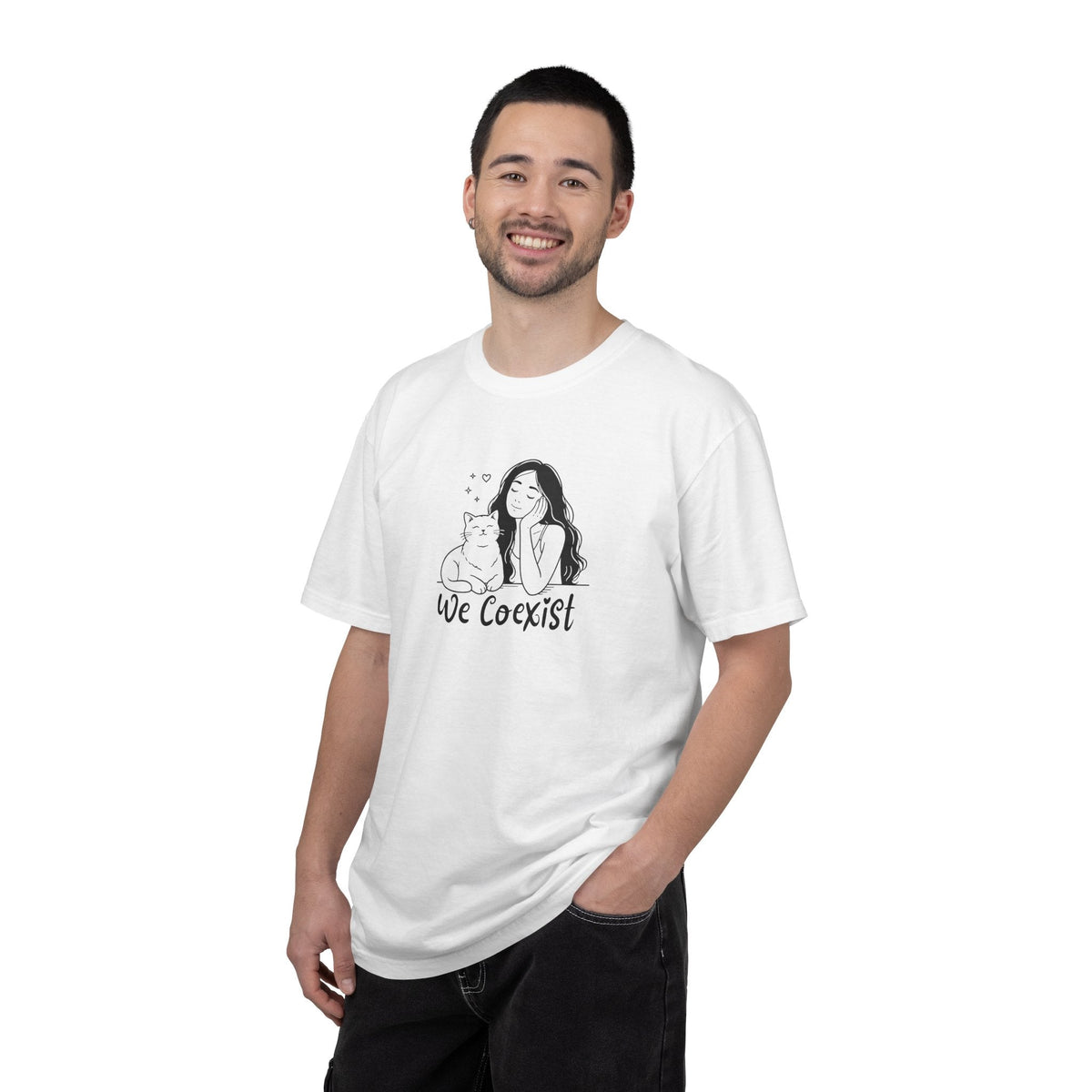 We Coexist T-Shirt – Minimalist Cat Lover Graphic Tee - Clothing, Unisex, T-Shirts - EpiAl's Shop