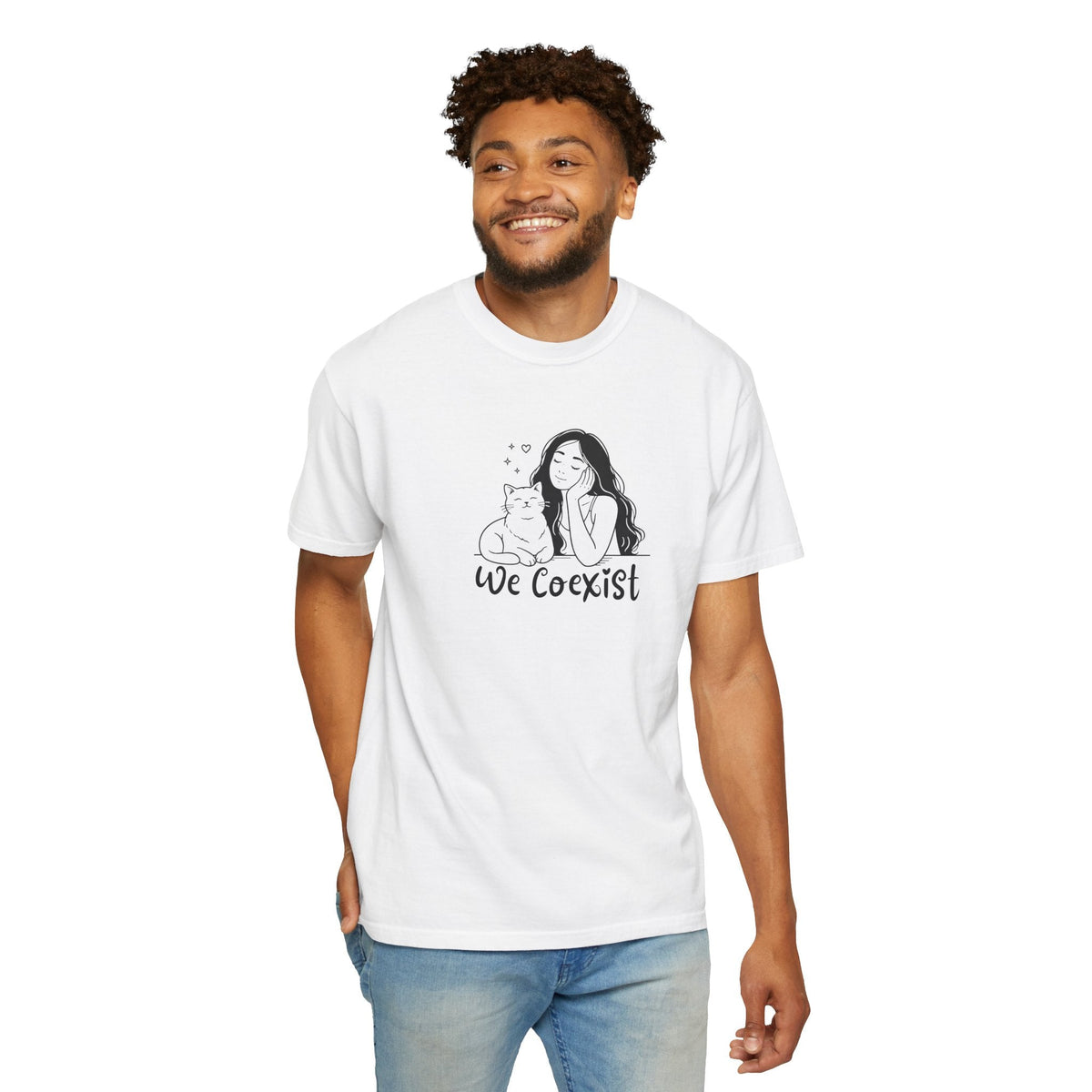 We Coexist T-Shirt – Minimalist Cat Lover Graphic Tee - Clothing, Unisex, T-Shirts - EpiAl's Shop
