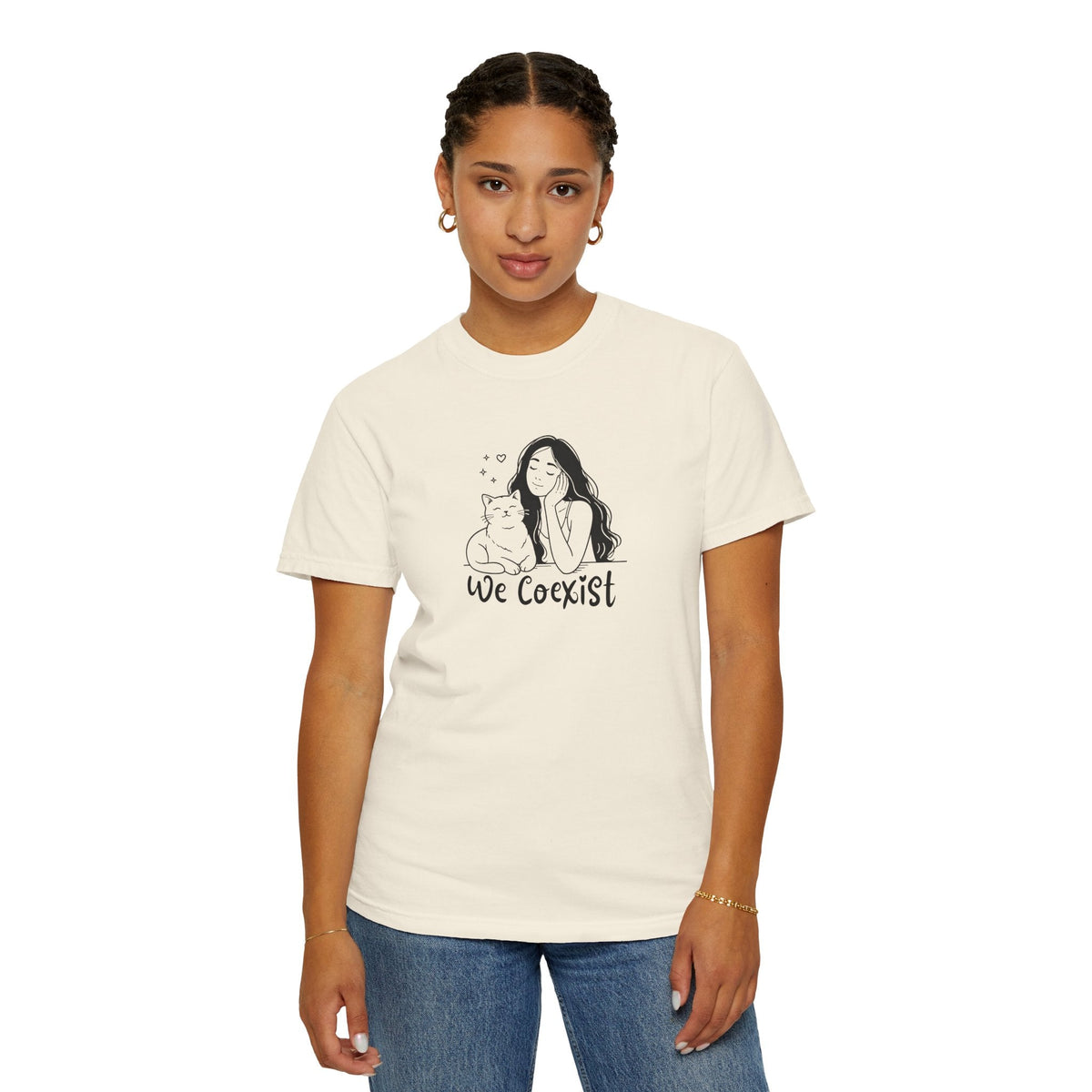We Coexist T-Shirt – Minimalist Cat Lover Graphic Tee - Clothing, Unisex, T-Shirts - EpiAl's Shop