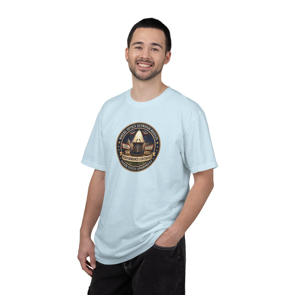 Where Optics Outweigh Results Graphic T-Shirt – Performance Continues Seal Tee - Clothing, Unisex, T-Shirts - EpiAl's Shop