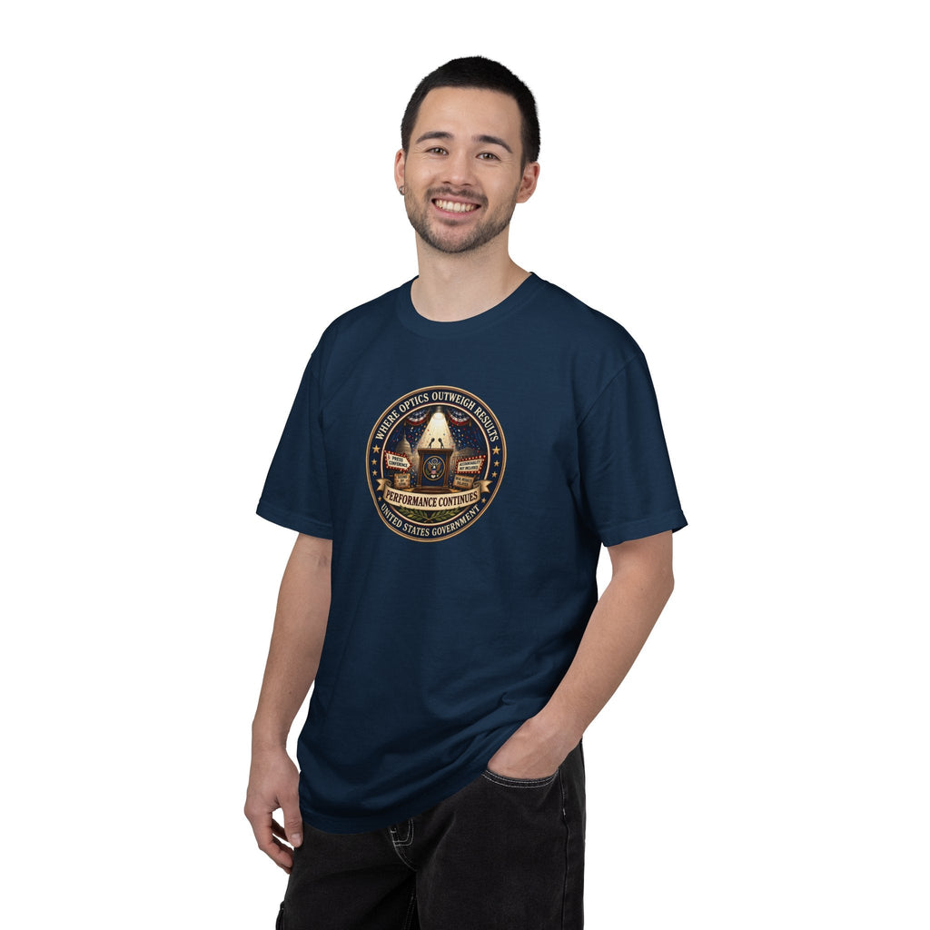 Where Optics Outweigh Results Graphic T-Shirt – Performance Continues Seal Tee - Clothing, Unisex, T-Shirts - EpiAl's Shop