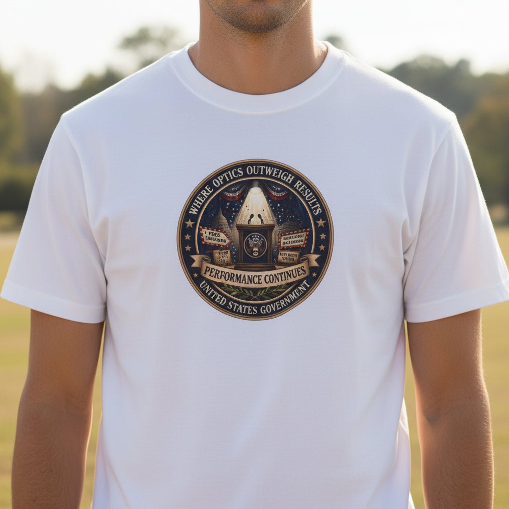 Where Optics Outweigh Results Graphic T-Shirt – Performance Continues Seal Tee - Clothing, Unisex, T-Shirts - EpiAl's Shop