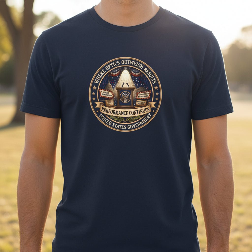 Where Optics Outweigh Results Graphic T-Shirt – Performance Continues Seal Tee - Clothing, Unisex, T-Shirts - EpiAl's Shop