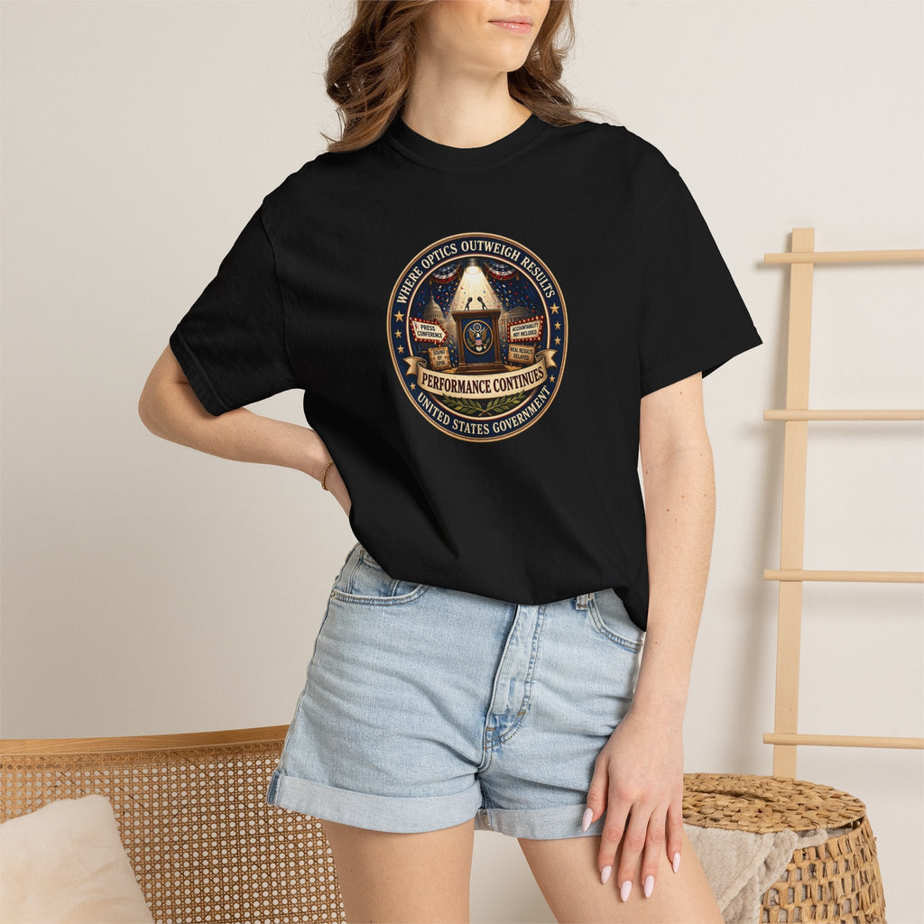 Where Optics Outweigh Results Graphic T-Shirt – Performance Continues Seal Tee - Clothing, Unisex, T-Shirts - EpiAl's Shop