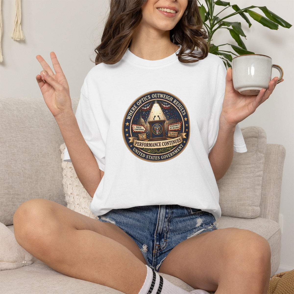 Where Optics Outweigh Results Graphic T-Shirt – Performance Continues Seal Tee - Clothing, Unisex, T-Shirts - EpiAl's Shop