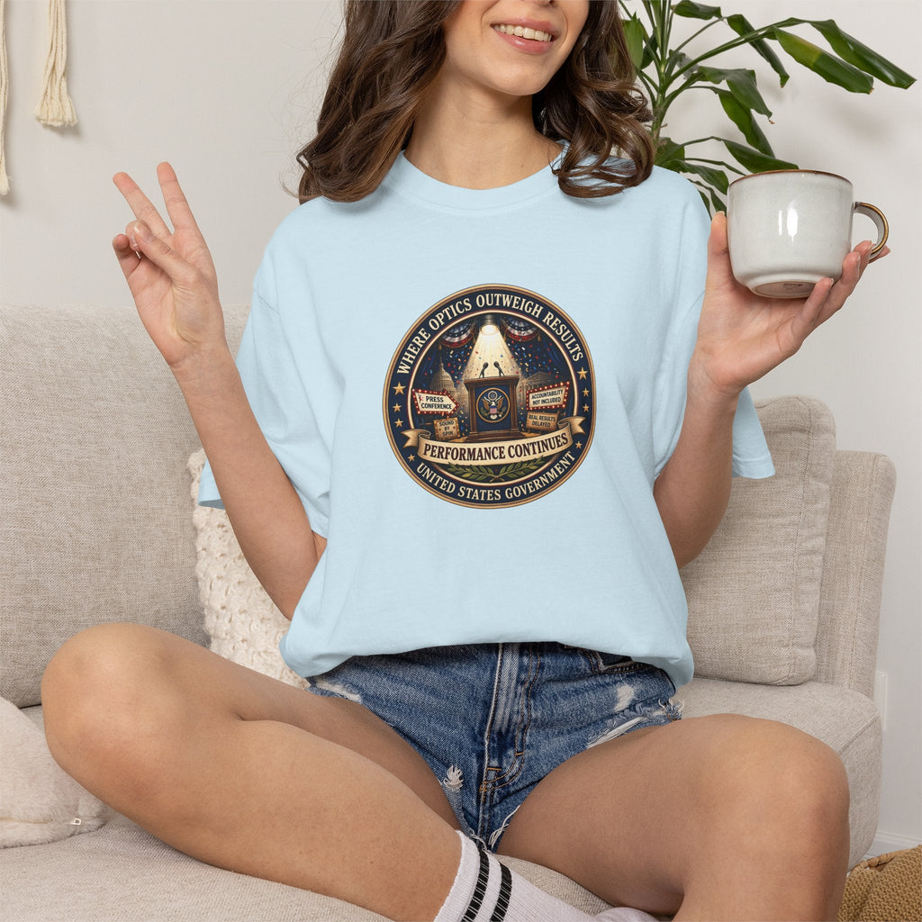 Where Optics Outweigh Results Graphic T-Shirt – Performance Continues Seal Tee - Clothing, Unisex, T-Shirts - EpiAl's Shop