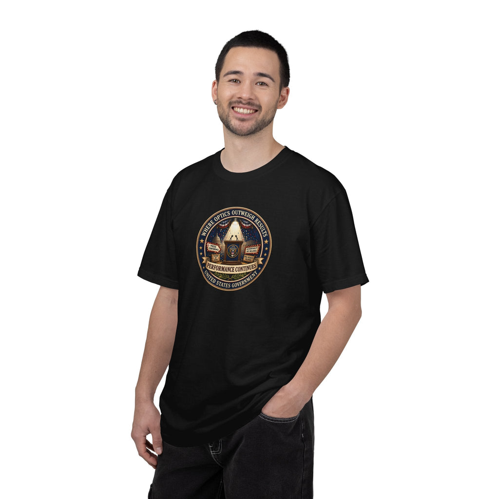 Where Optics Outweigh Results Graphic T-Shirt – Performance Continues Seal Tee - Clothing, Unisex, T-Shirts - EpiAl's Shop