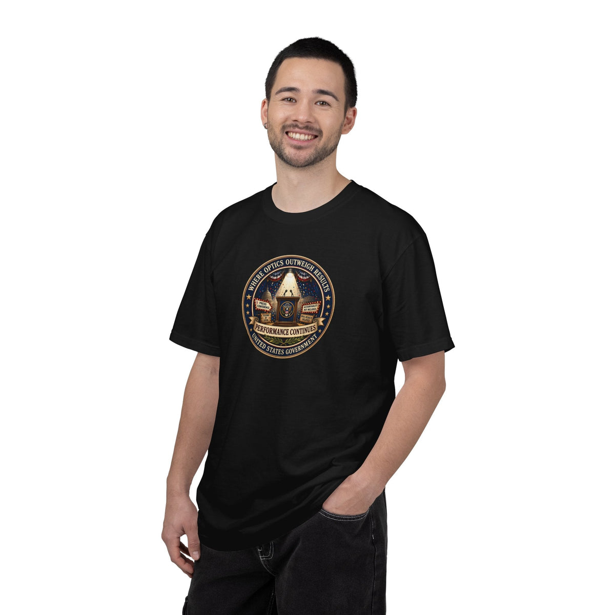 Where Optics Outweigh Results Graphic T-Shirt – Performance Continues Seal Tee - Clothing, Unisex, T-Shirts - EpiAl's Shop