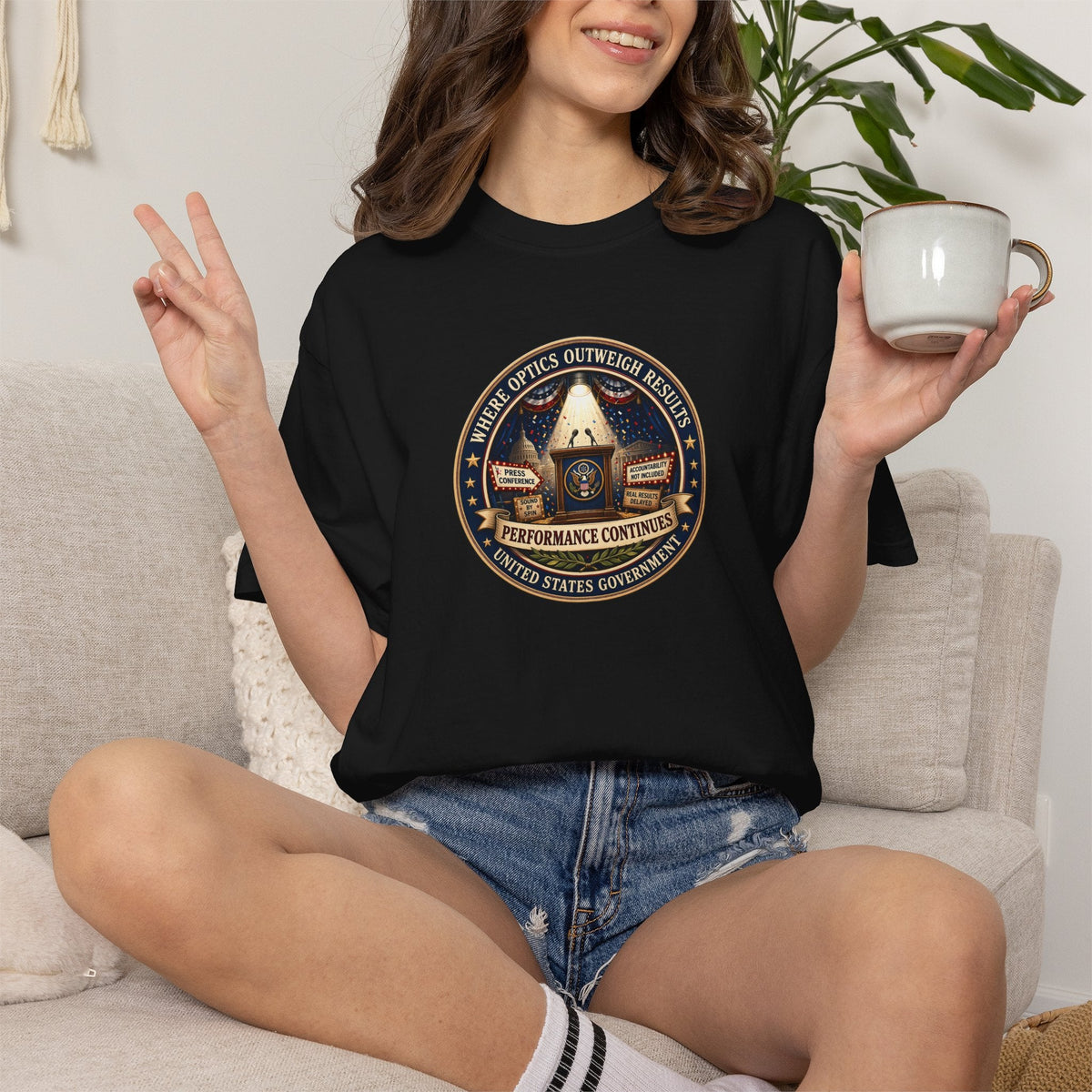 Where Optics Outweigh Results Graphic T-Shirt – Performance Continues Seal Tee - Clothing, Unisex, T-Shirts - EpiAl's Shop