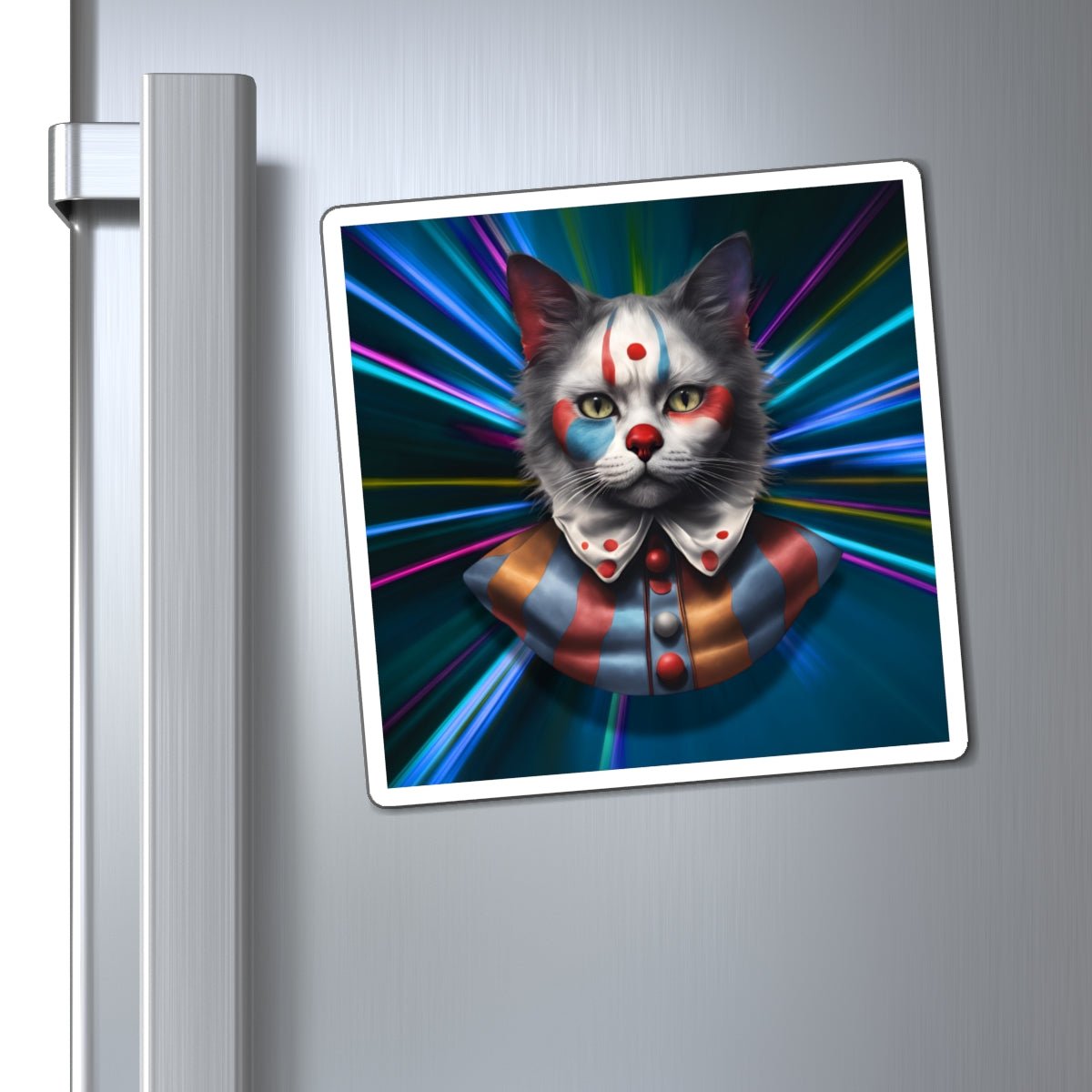 Whimsical Cat Clown Magnet - Colorful Home Decor for Cat Lovers - Decor, Kitchen, Magnets - EpiAl's Shop