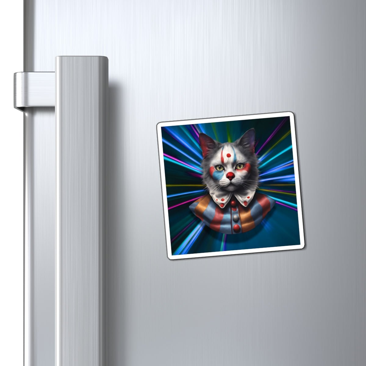 Whimsical Cat Clown Magnet - Colorful Home Decor for Cat Lovers - Decor, Kitchen, Magnets - EpiAl's Shop